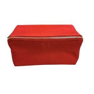 Carolina Herrera Red Makeup/Toiletry Gold Zipper Bag 8" X 4.5" Cosmetic New!